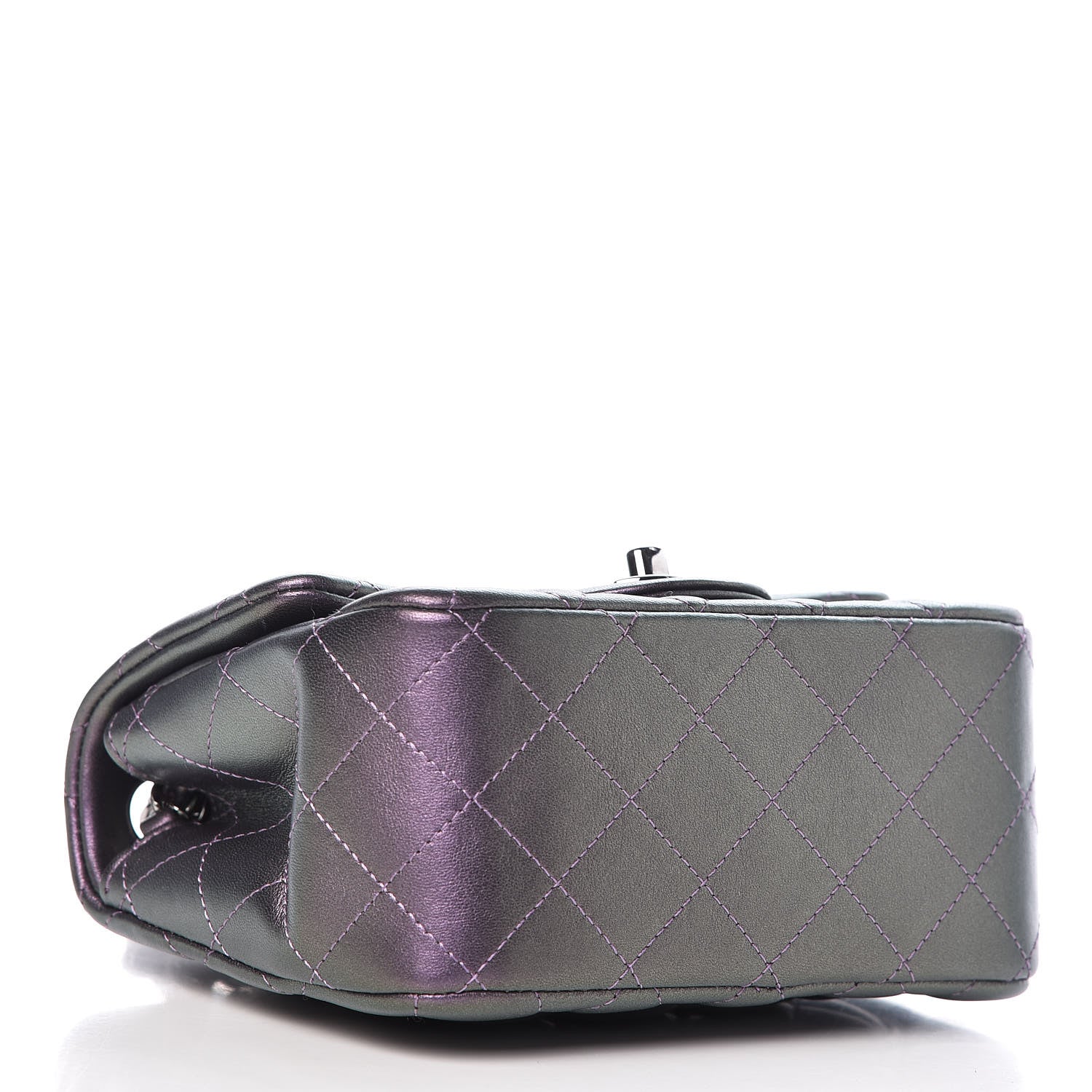 Chanel Iridescent Lambskin Quilted Mini Square Flap Dark Purple 4 of 10
