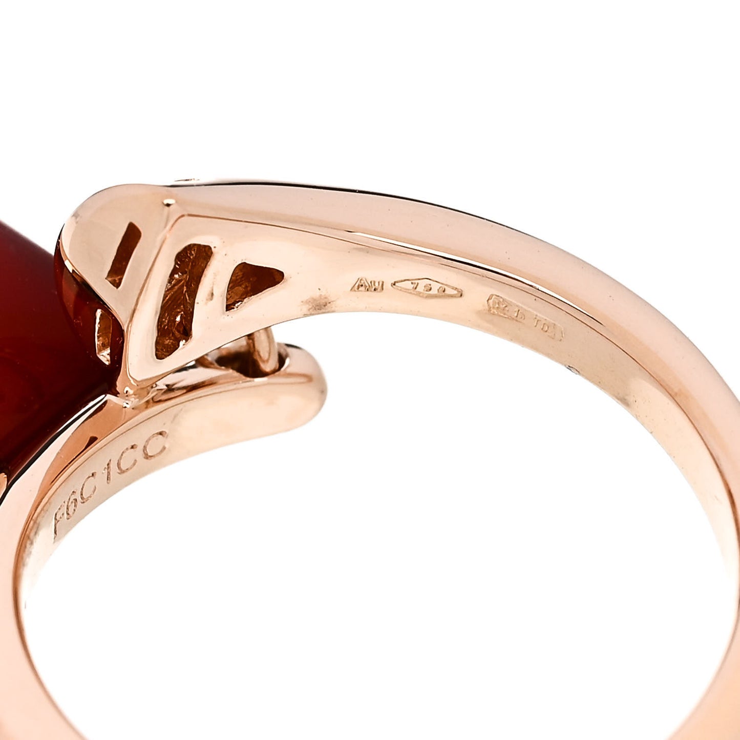 18K Rose Gold Diamond Carnelian Divas' Dream Charm Ring 51 5.75