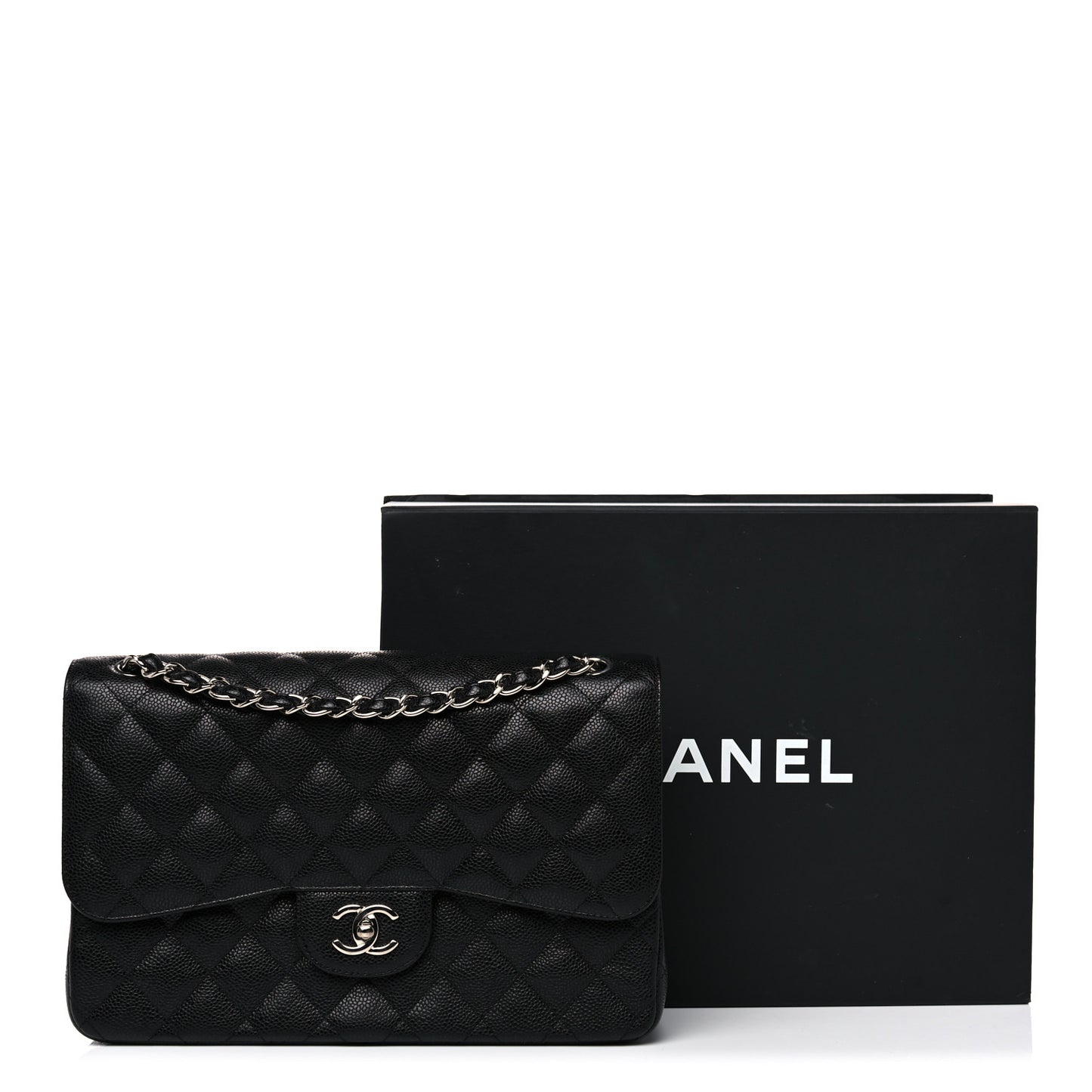 Caviar Quilted Jumbo Double Flap Black