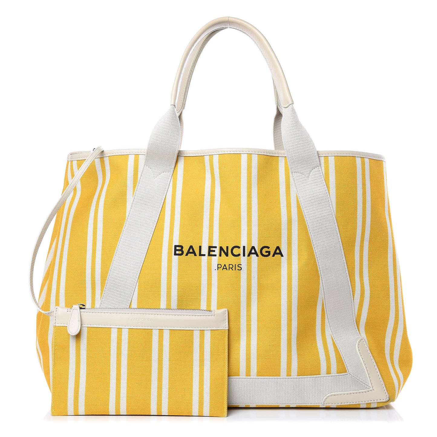 Canvas Navy Striped M Cabas Tote Moutarde