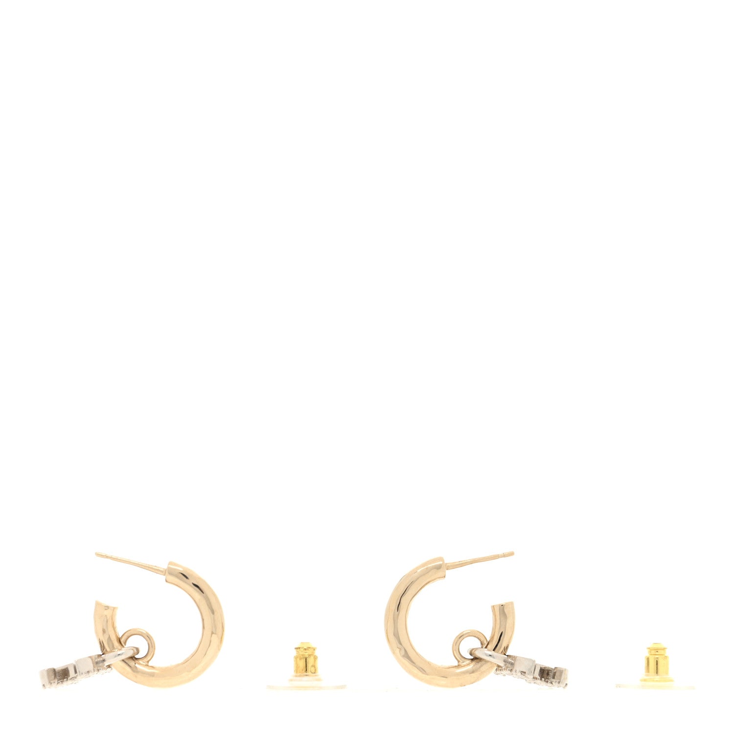 Chanel Crystal CC Hoop Drop Earrings Light Gold 3 of 4