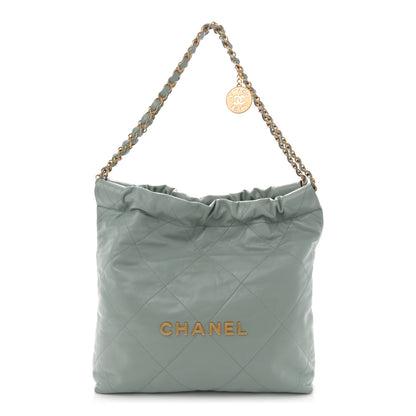 Chanel Shiny Calfskin Quilted Small Chanel 22 Light Blue 1 of 13