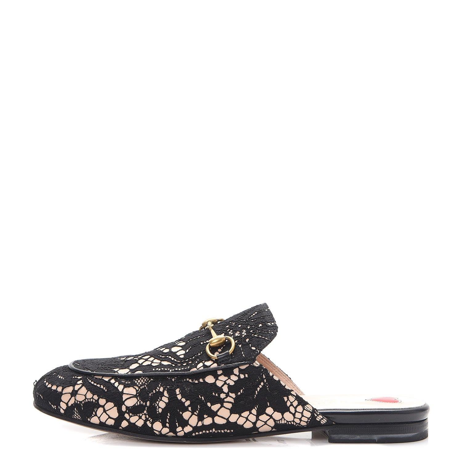 Gucci Leather Lace Horsebit Princetown Slippers 37.5 Black 1 of 12