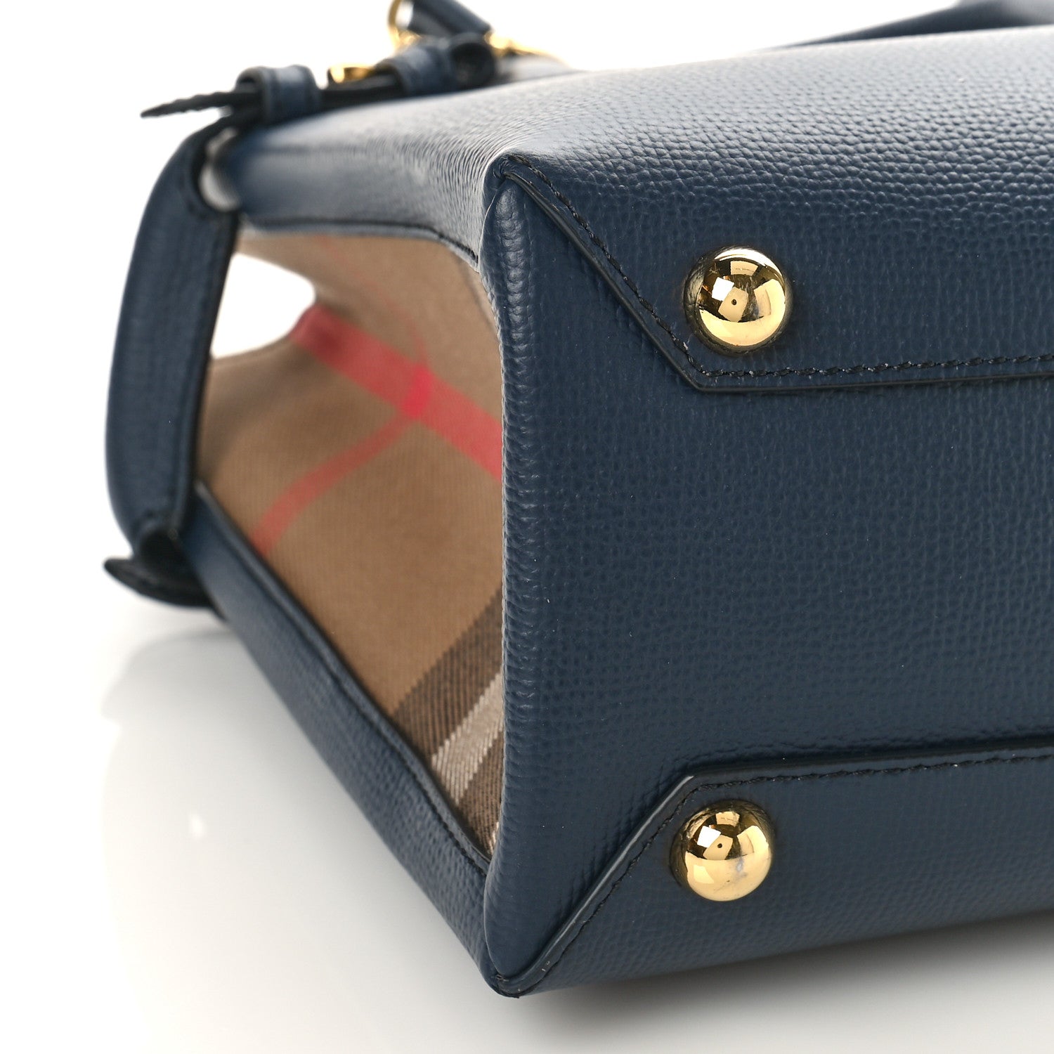 Burberry Grainy Calfskin House Check Small Banner Tote Ink Blue 6 of 7