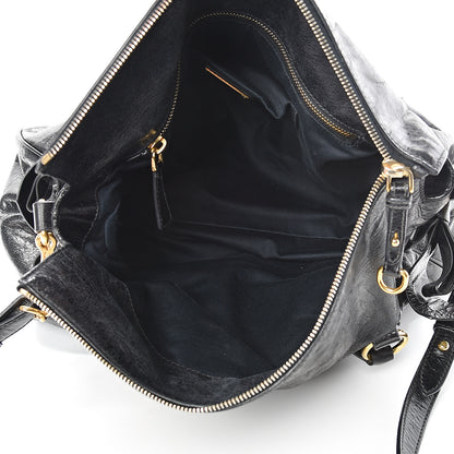 Miu Miu Vitello Lux Bow Tote Black 4 of 9
