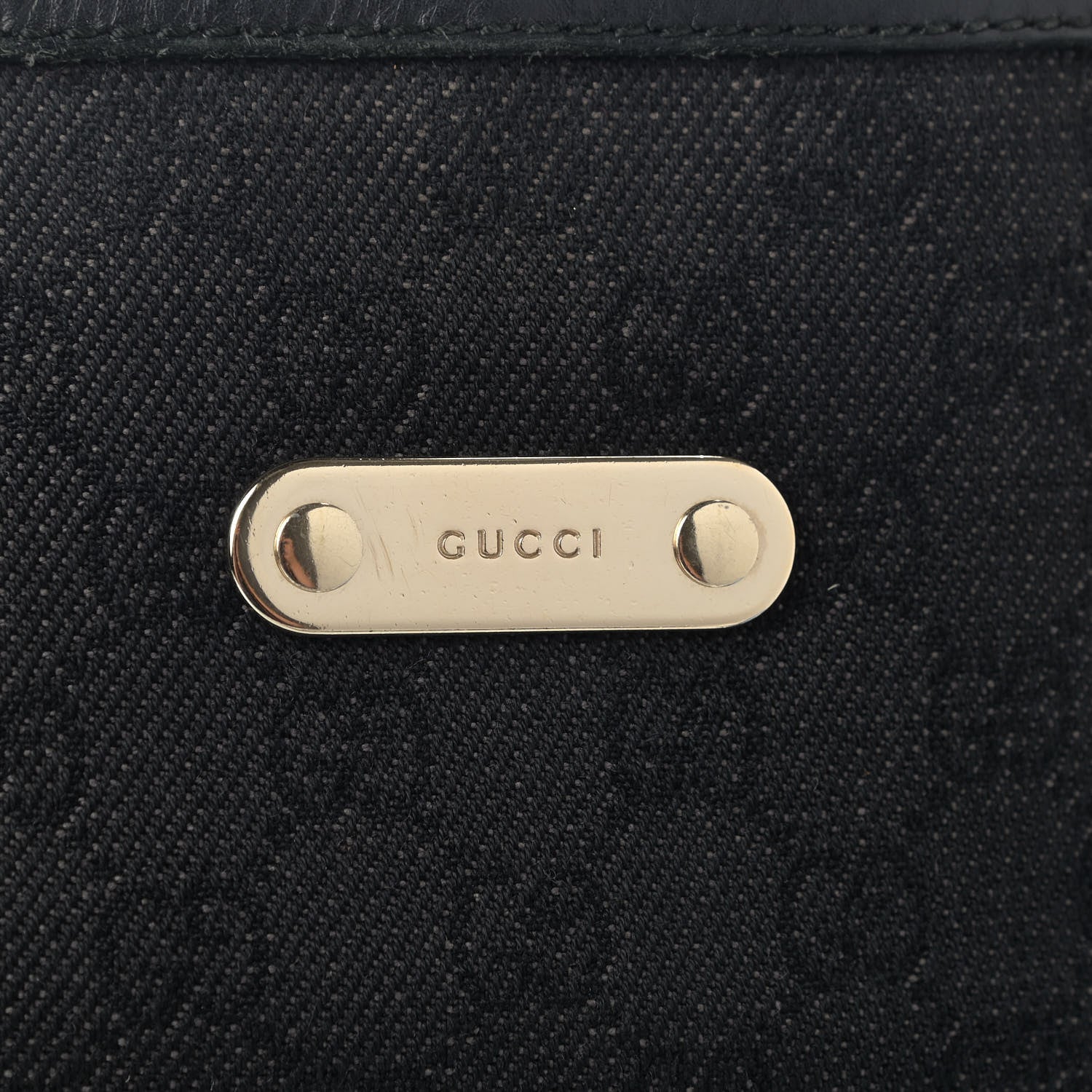 Gucci Denim Monogram Chain Bucket Tote Black 10 of 10