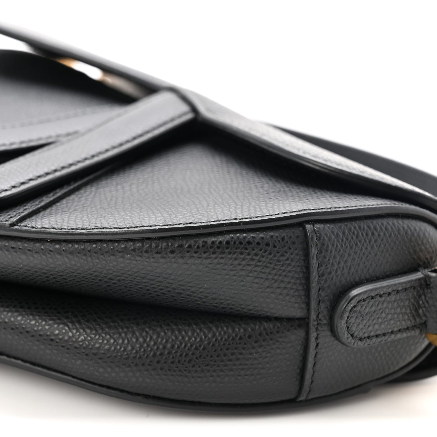 Grained Calfskin Mini Saddle Bag Black