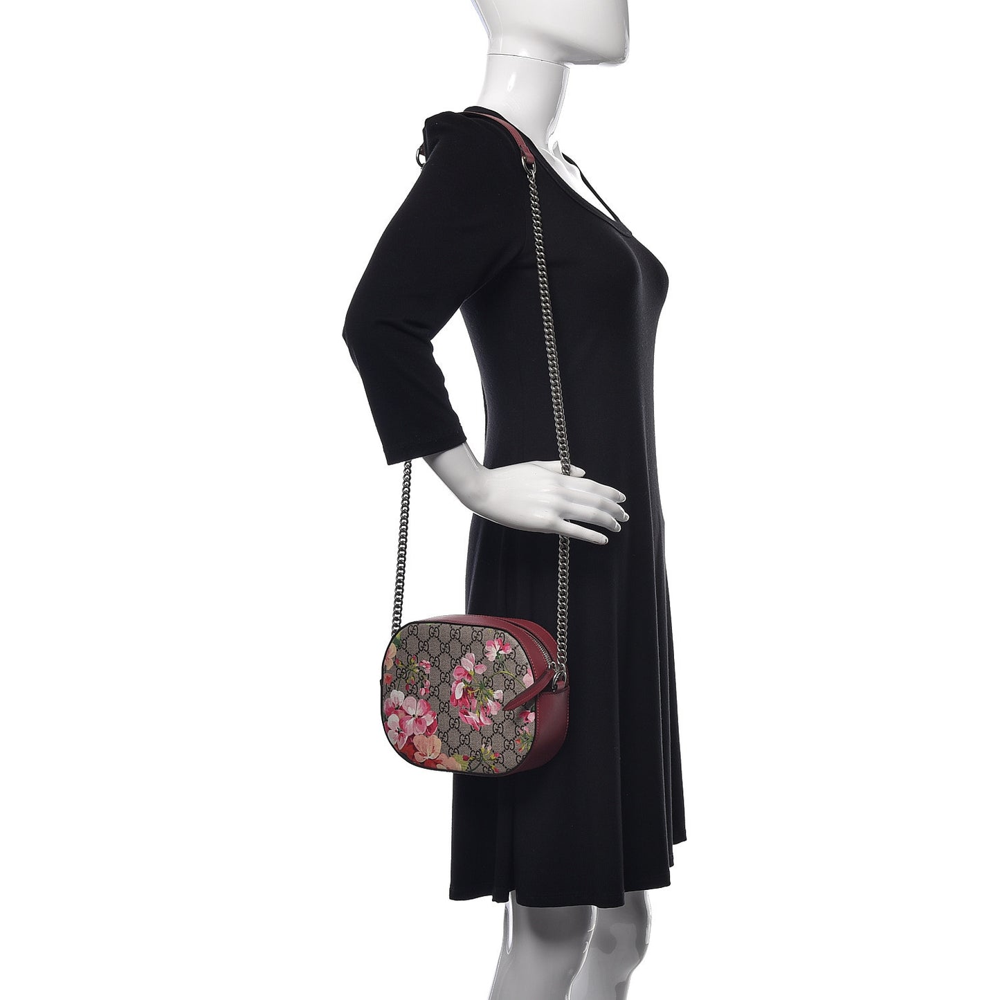 GG Supreme Monogram Blooms Mini Chain Shoulder Bag Beige Multicolor Dry Rose