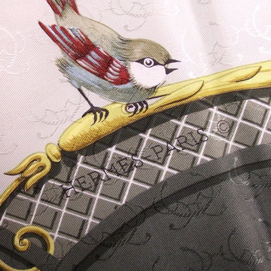 Hermes Silk Birds Scarf Gray 6 of 6