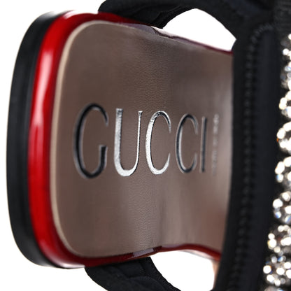 Gucci Neoprene Canvas Crystal Embellished Shea Flat Sandals 36.5 Black 8 of 9