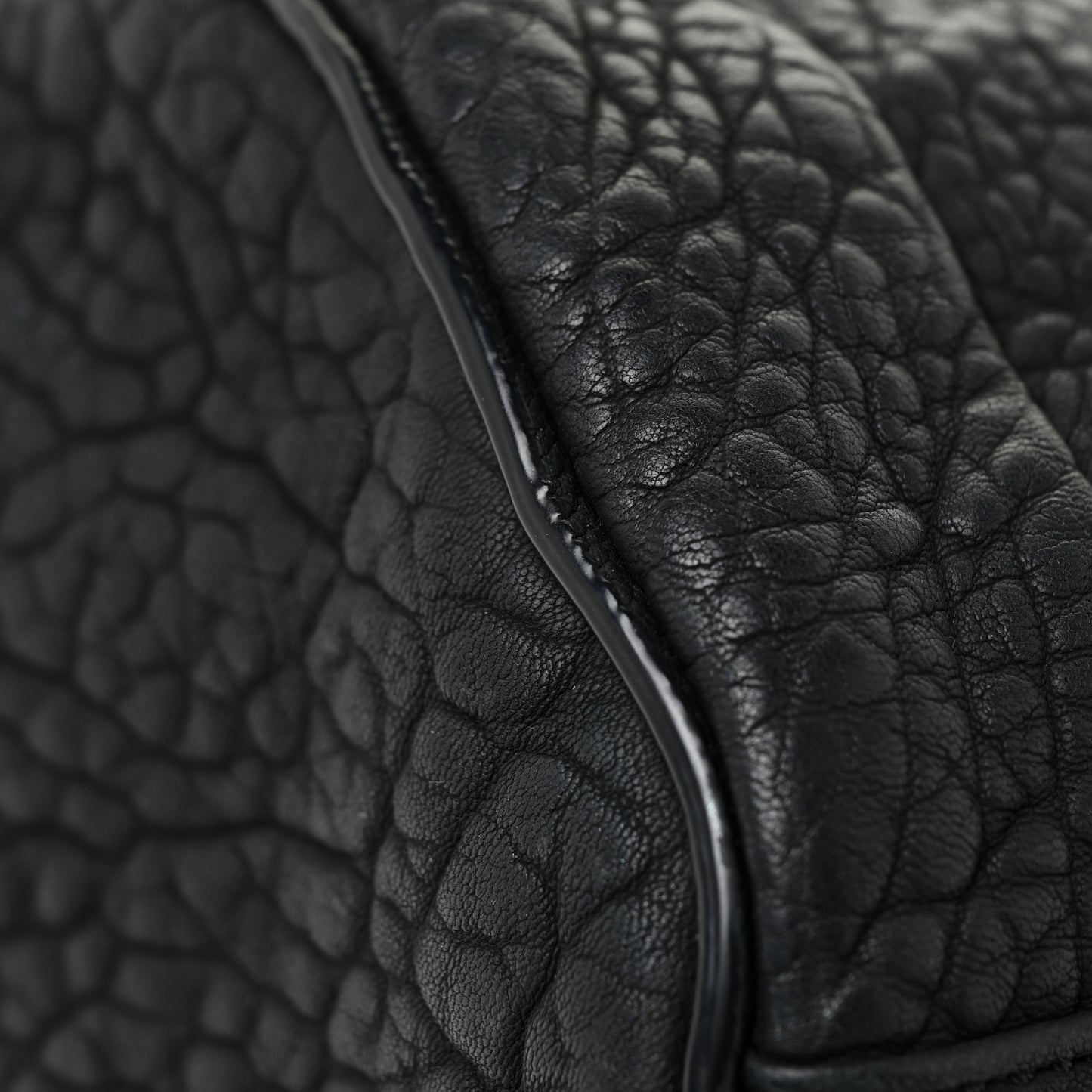 Pebbled Lambskin Rockie Black Iridescent Hardware