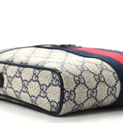 Gucci GG Supreme Monogram Textured Dollar Calfskin Web Small Ophidia Messenger Bag Beige Blue 8 of 11