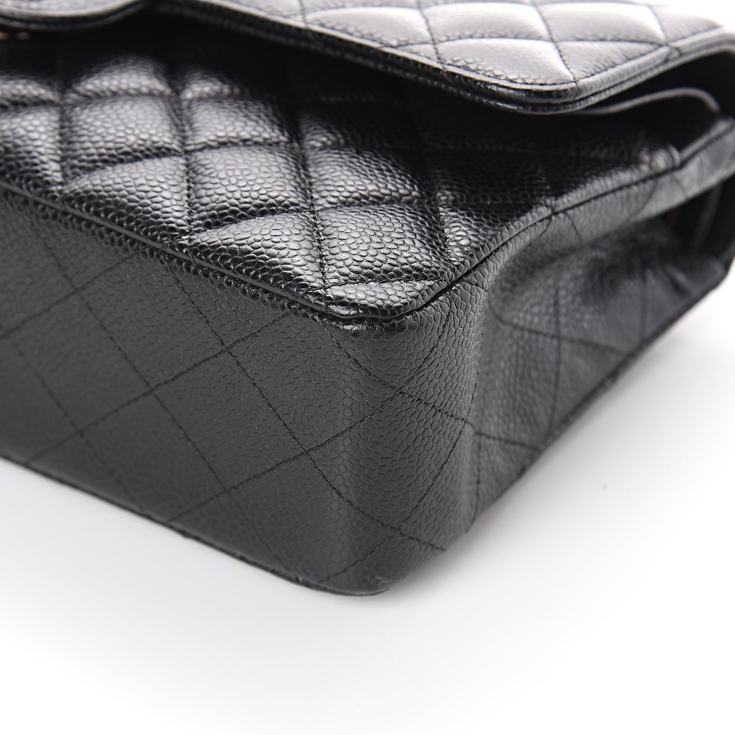 Caviar Quilted Medium Double Flap Black