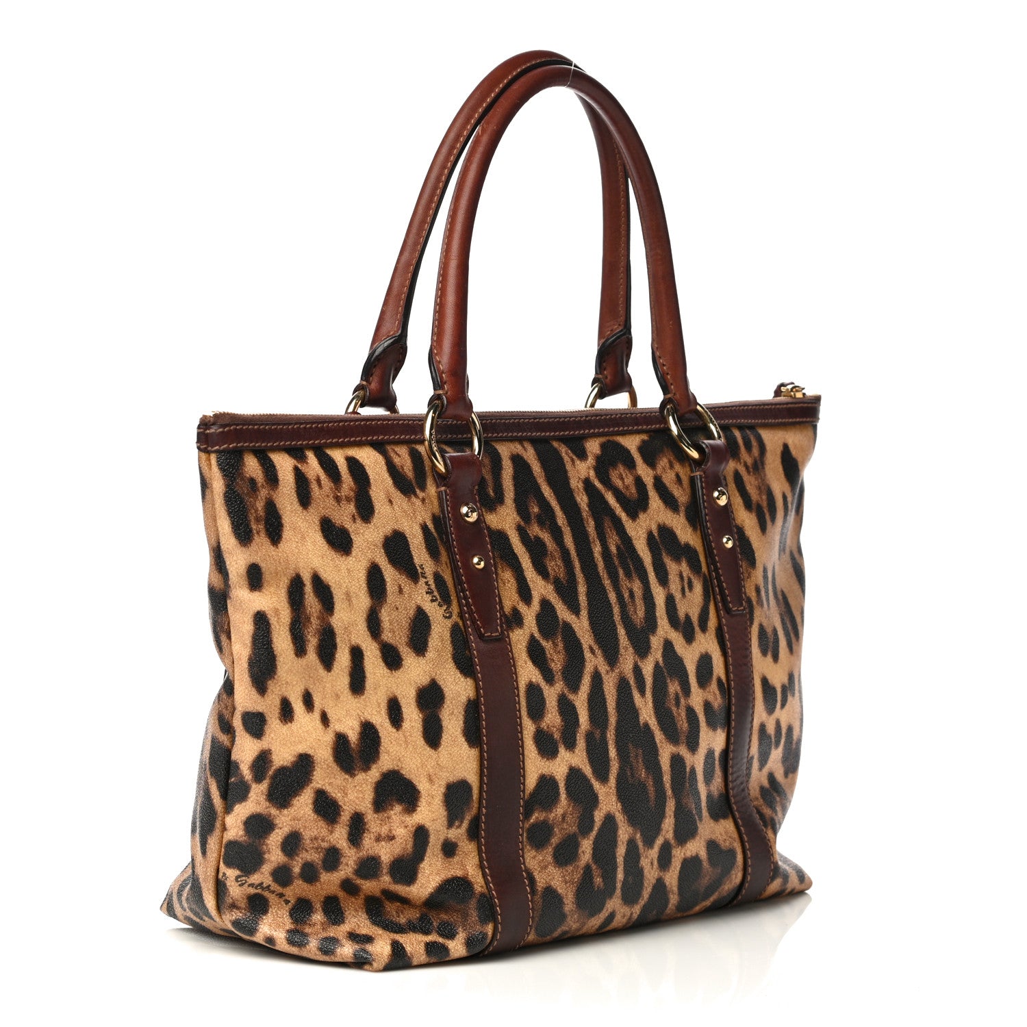 Dolce & Gabbana Coated Canvas Leopard Print Tote 2 of 15