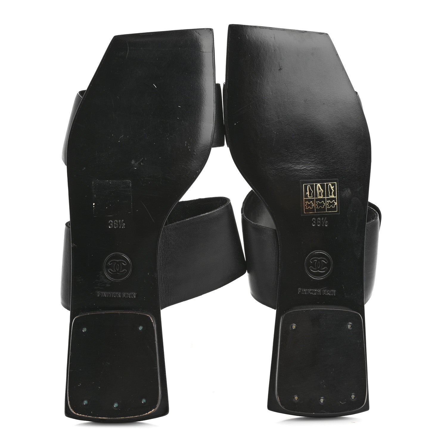 Chanel Lambskin CC Flat Sandals 38.5 Black 6 of 13