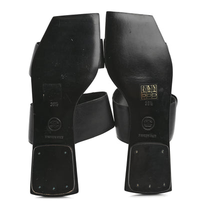 Chanel Lambskin CC Flat Sandals 38.5 Black 6 of 13