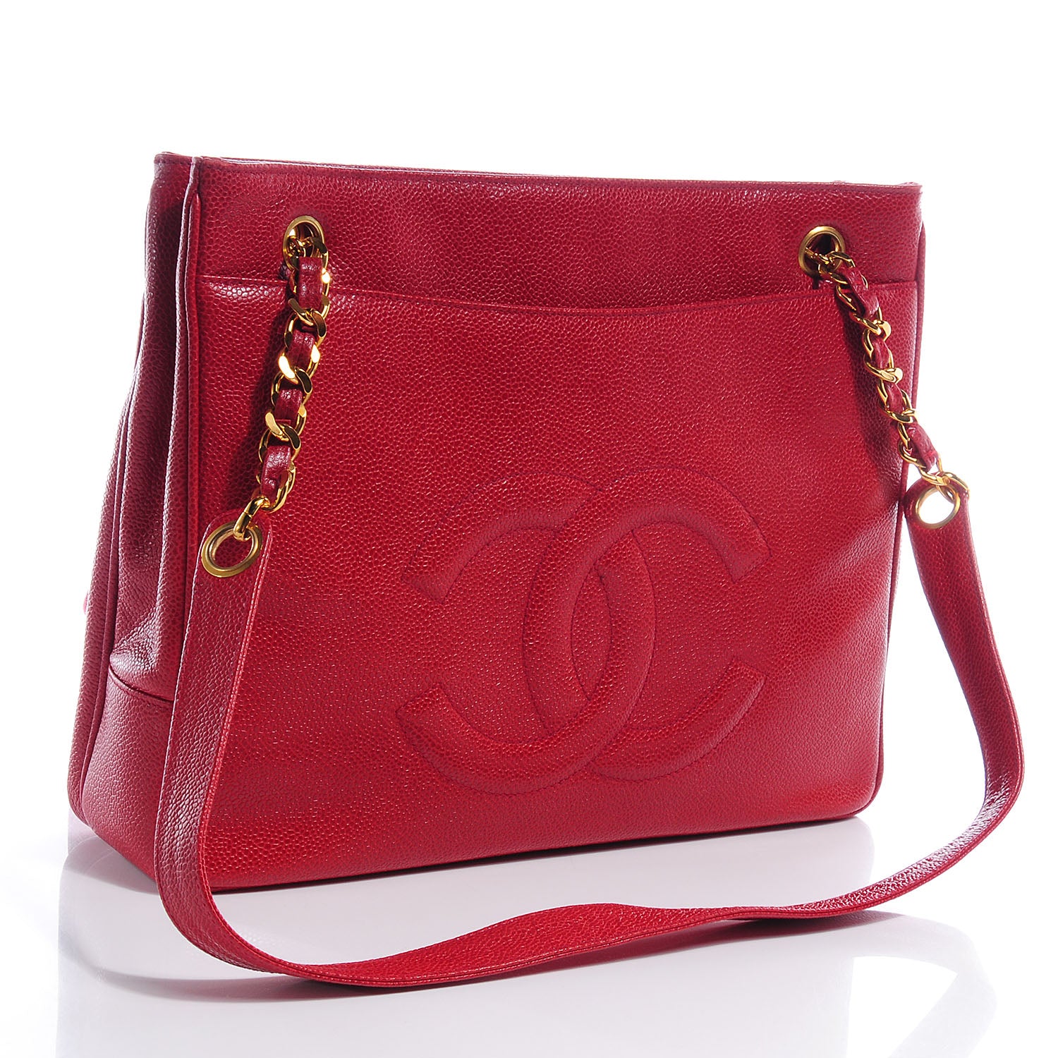 Chanel Caviar Shoulder Bag Red 3 of 9