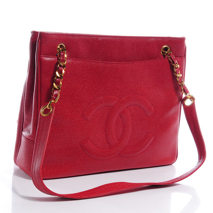 Chanel Caviar Shoulder Bag Red 3 of 9