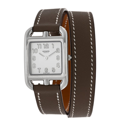 Hermes Stainless Steel Swift 23mm Cape Cod Double Tour Quartz Watch Etoupe 1 of 5