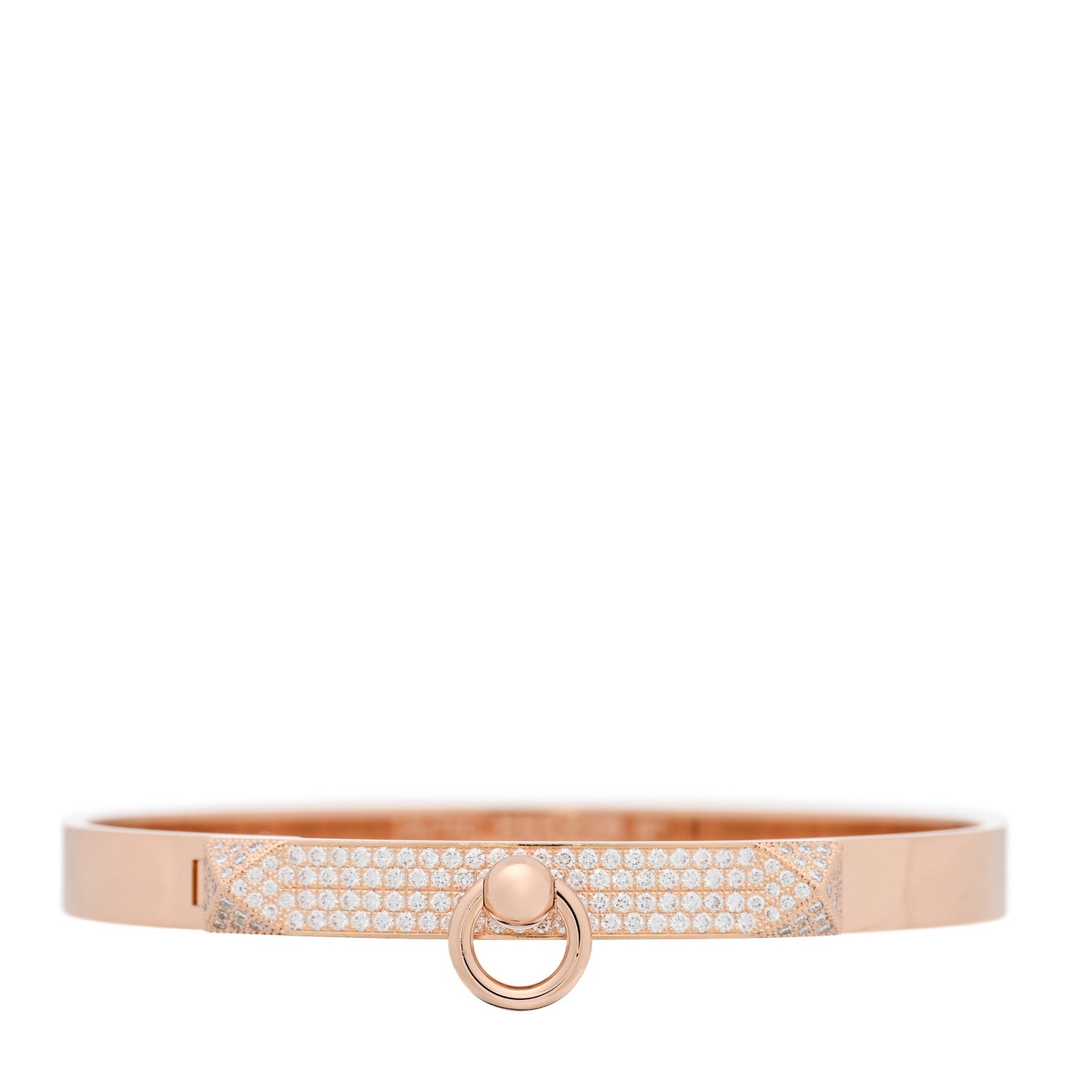 Hermes 18K Rose Gold Diamond PM Collier De Chien Pave Bracelet ST 1 of 4