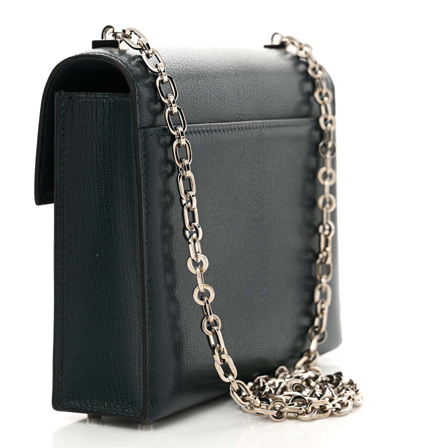 Hermes Chevre Chamkila Mini Verrou Chaine Bag Vert Bosphore 3 of 11