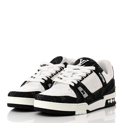 Louis Vuitton Calfskin Monogram Denim Mens LV Trainer Sneakers 6.5 Black 3 of 15
