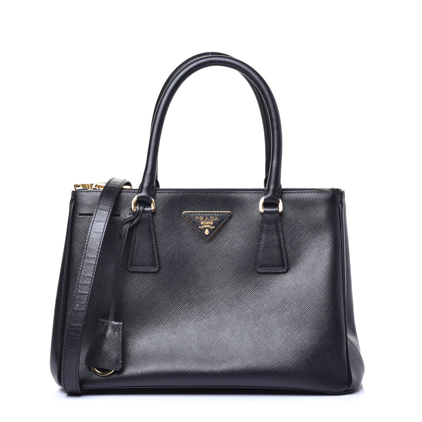 Saffiano Small Galleria Double Zip Tote Black