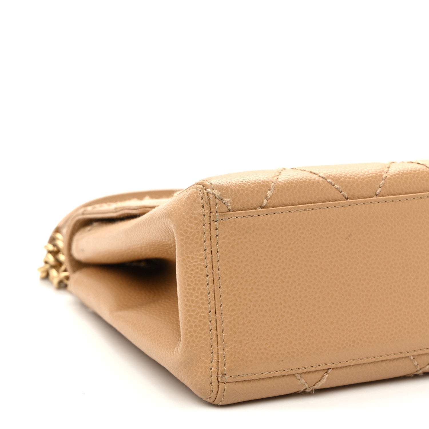 Chanel Caviar Quilted Wild Stitch Medium Single Flap Beige 9 of 13