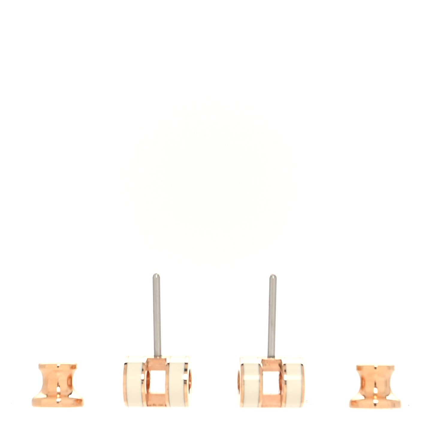 Rose Gold Lacquered Mini Pop H Earrings White
