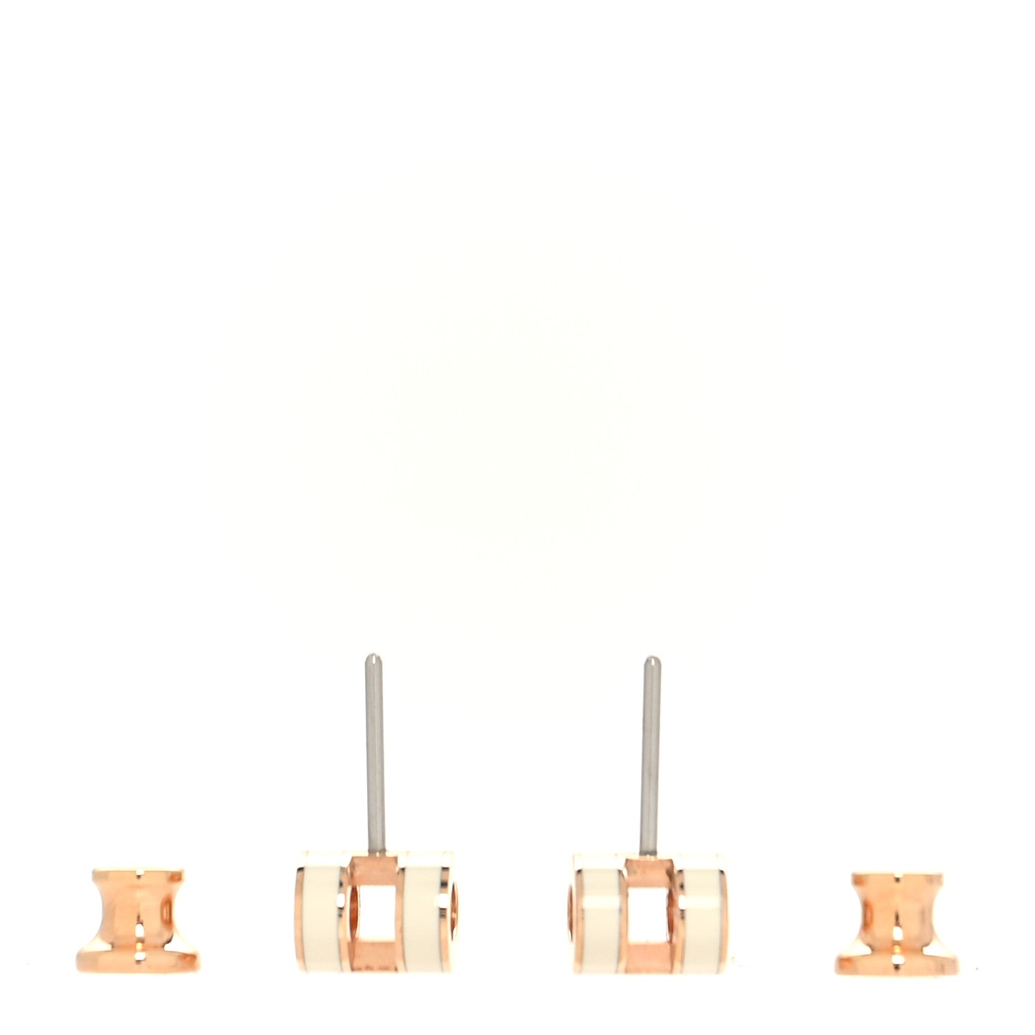 Hermes Rose Gold Lacquered Mini Pop H Earrings White 3 of 4