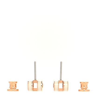 Hermes Rose Gold Lacquered Mini Pop H Earrings White 3 of 4