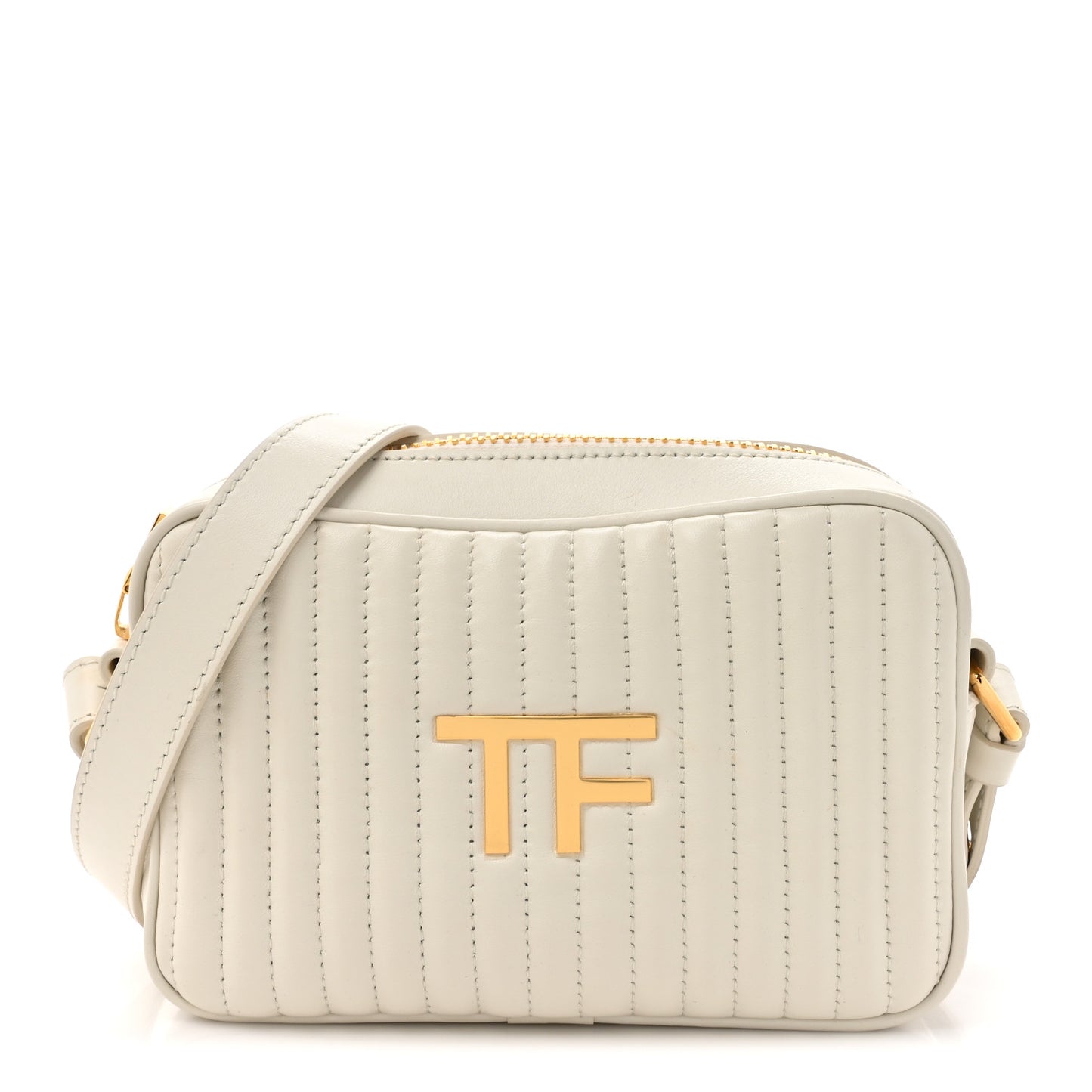 Bos Taurus Calfskin Quilted TF Camera Bag White