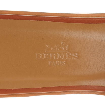 Hermes Box Calfskin Oran Sandals 38.5 Gold 6 of 7