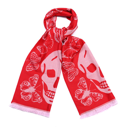 Alexander McQueen Wool Oversized Metamorphosis Scarf Red 2 of 8