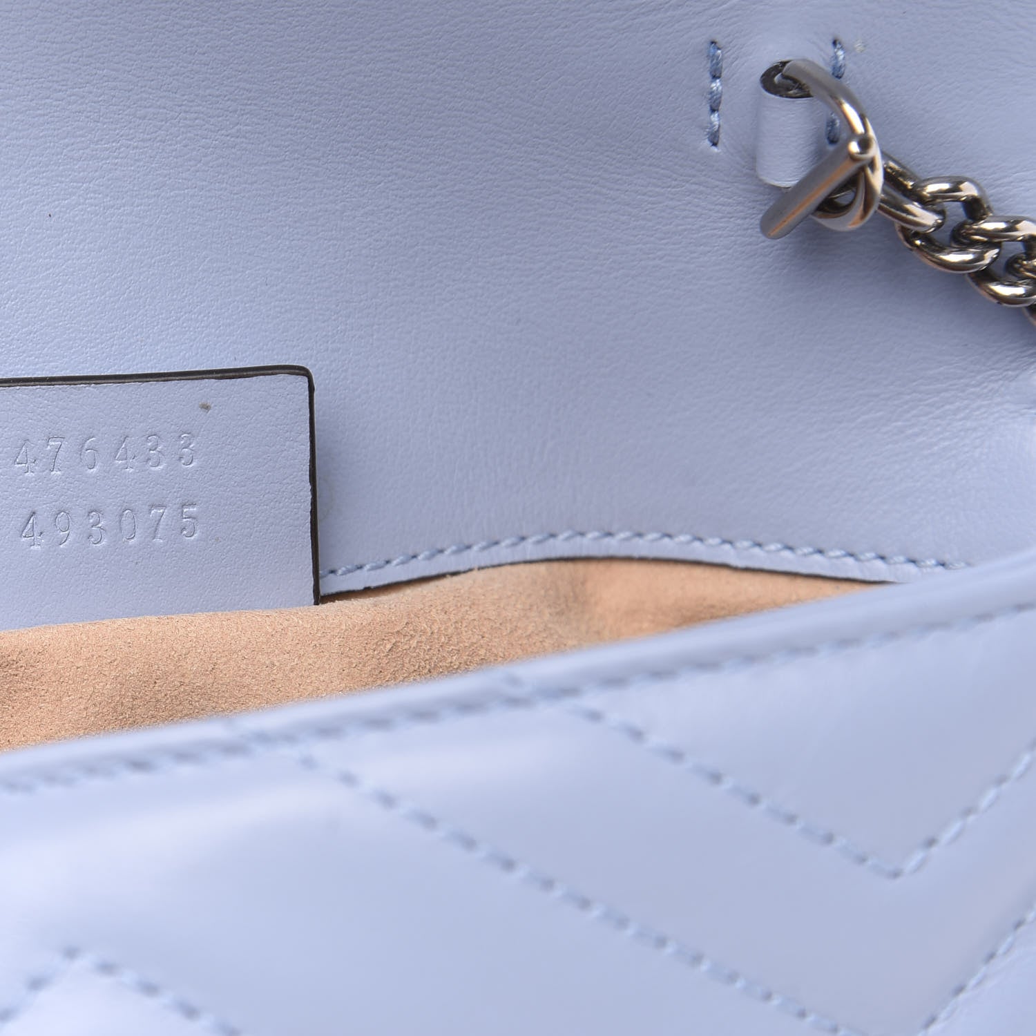 Gucci Calfskin Matelasse Super Mini GG Marmont Shoulder Bag Porcelain Light Blue 7 of 9