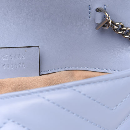 Gucci Calfskin Matelasse Super Mini GG Marmont Shoulder Bag Porcelain Light Blue 7 of 9