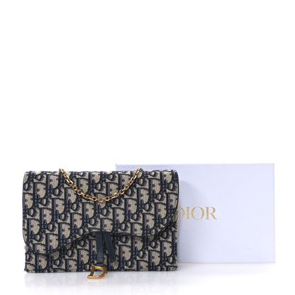 Christian Dior Oblique Saddle Chain Pouch Blue 11 of 12