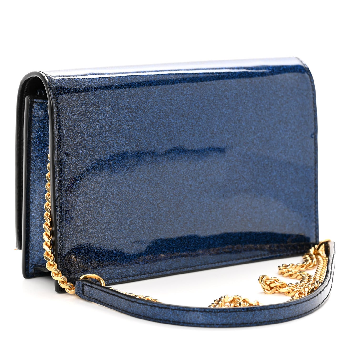 Glitter Small Monogram Kate Tassel Satchel Cobalt