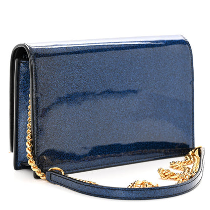 Saint Laurent Glitter Small Monogram Kate Tassel Satchel Cobalt 3 of 9