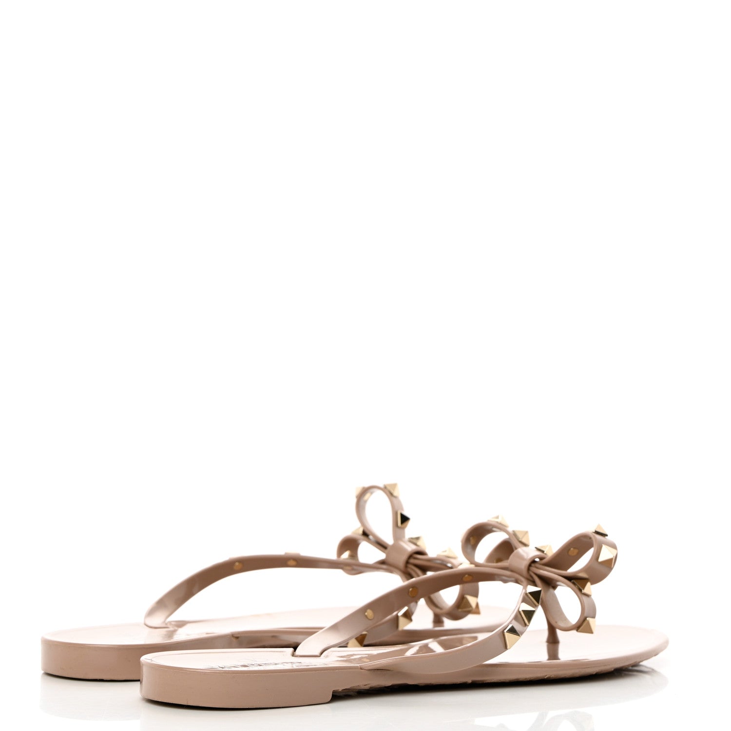 Valentino Garavani PVC Jelly Rockstud Bow Thong Sandals 41 Poudre 4 of 9