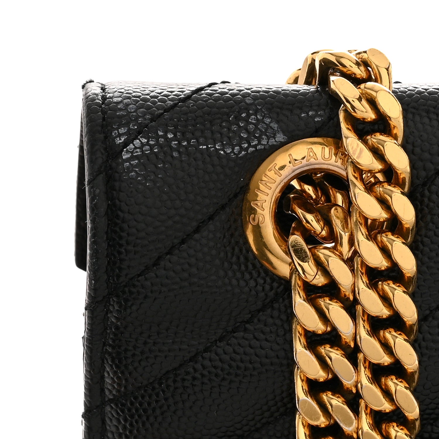 Saint Laurent Grain De Poudre Matelasse Chevron Large Monogram Satchel Black 12 of 14