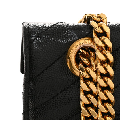 Saint Laurent Grain De Poudre Matelasse Chevron Large Monogram Satchel Black 12 of 14