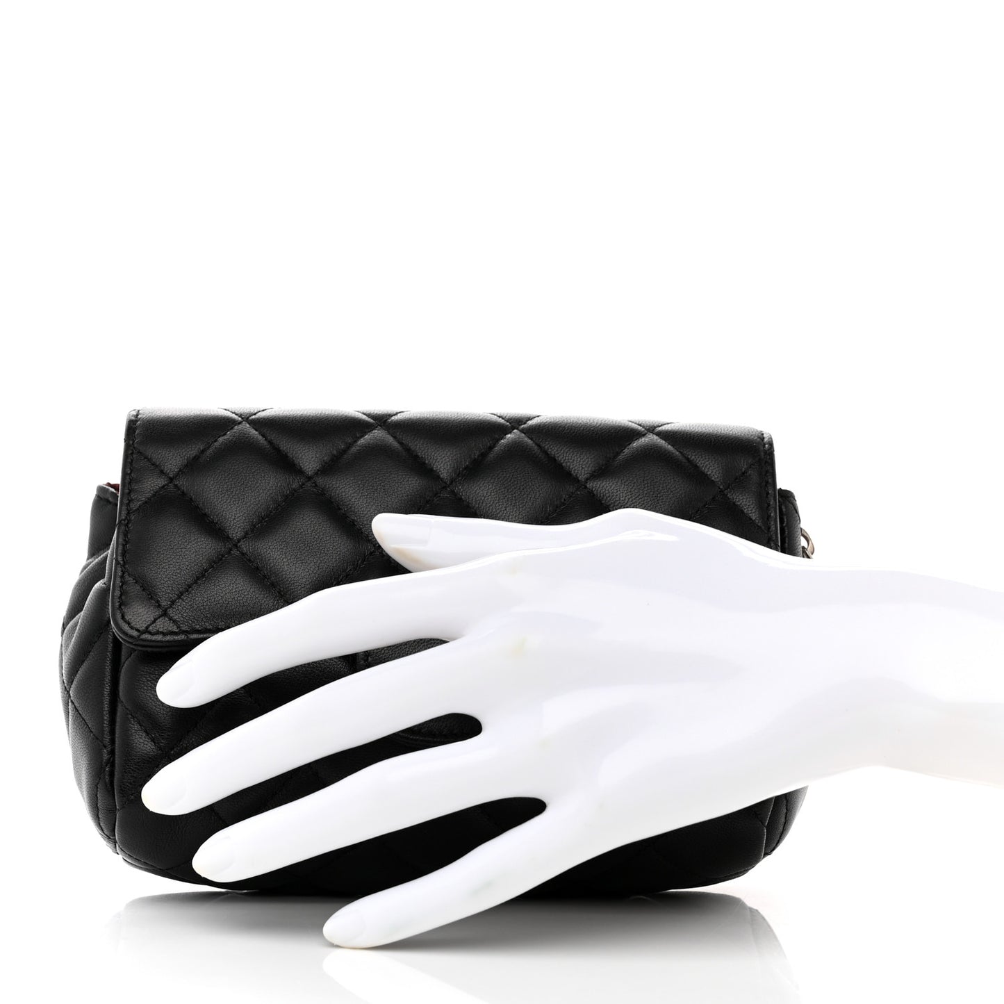 Lambskin Quilted Flap Cosmetic Case Black