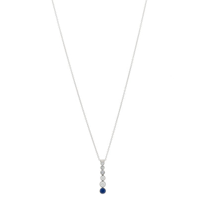 Tiffany Platinum Diamond Blue Sapphire Jazz Graduated Drop Pendant Necklace 1 of 6