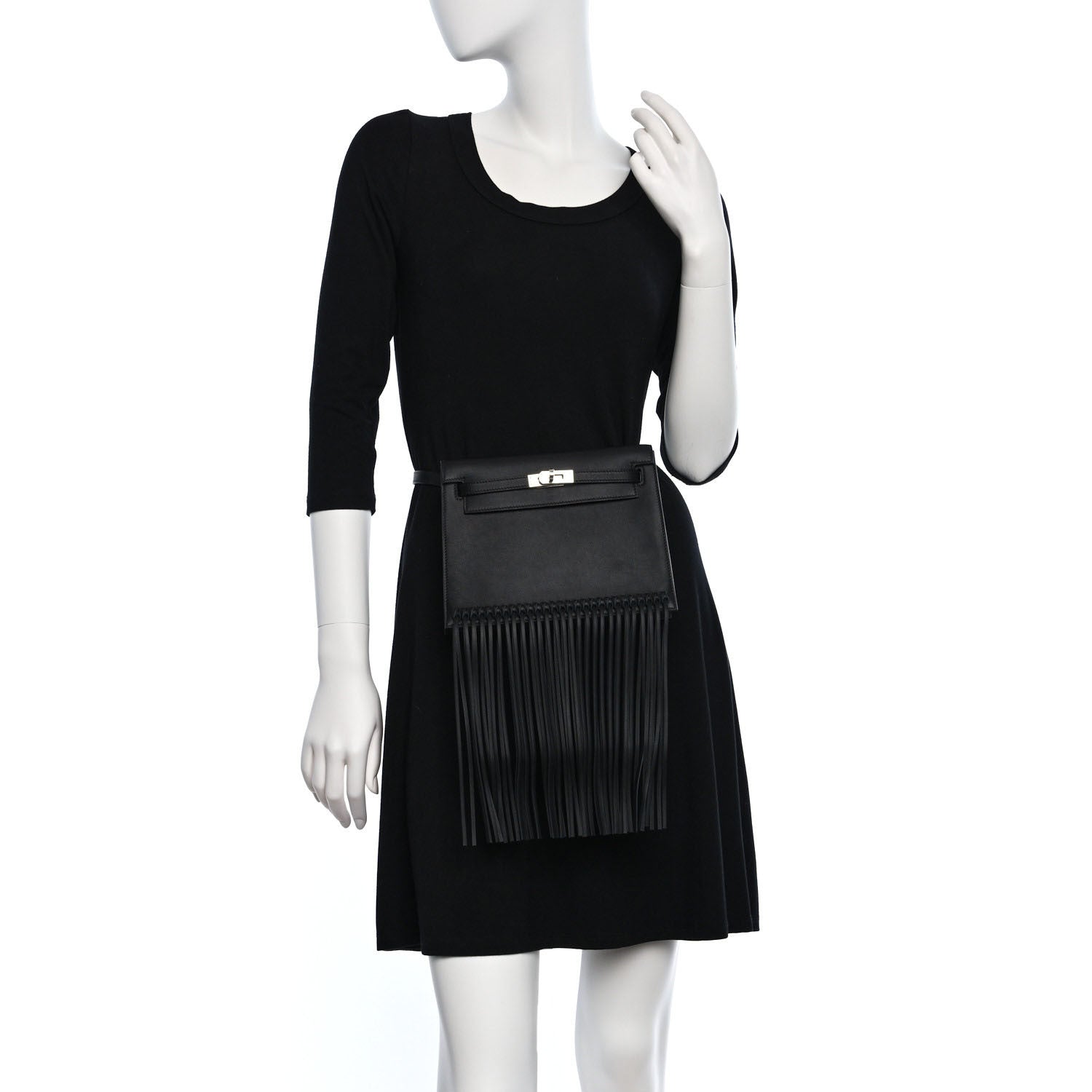 Hermes Swift Kelly Danse Anate Fringed Belt Bag Black 2 of 13