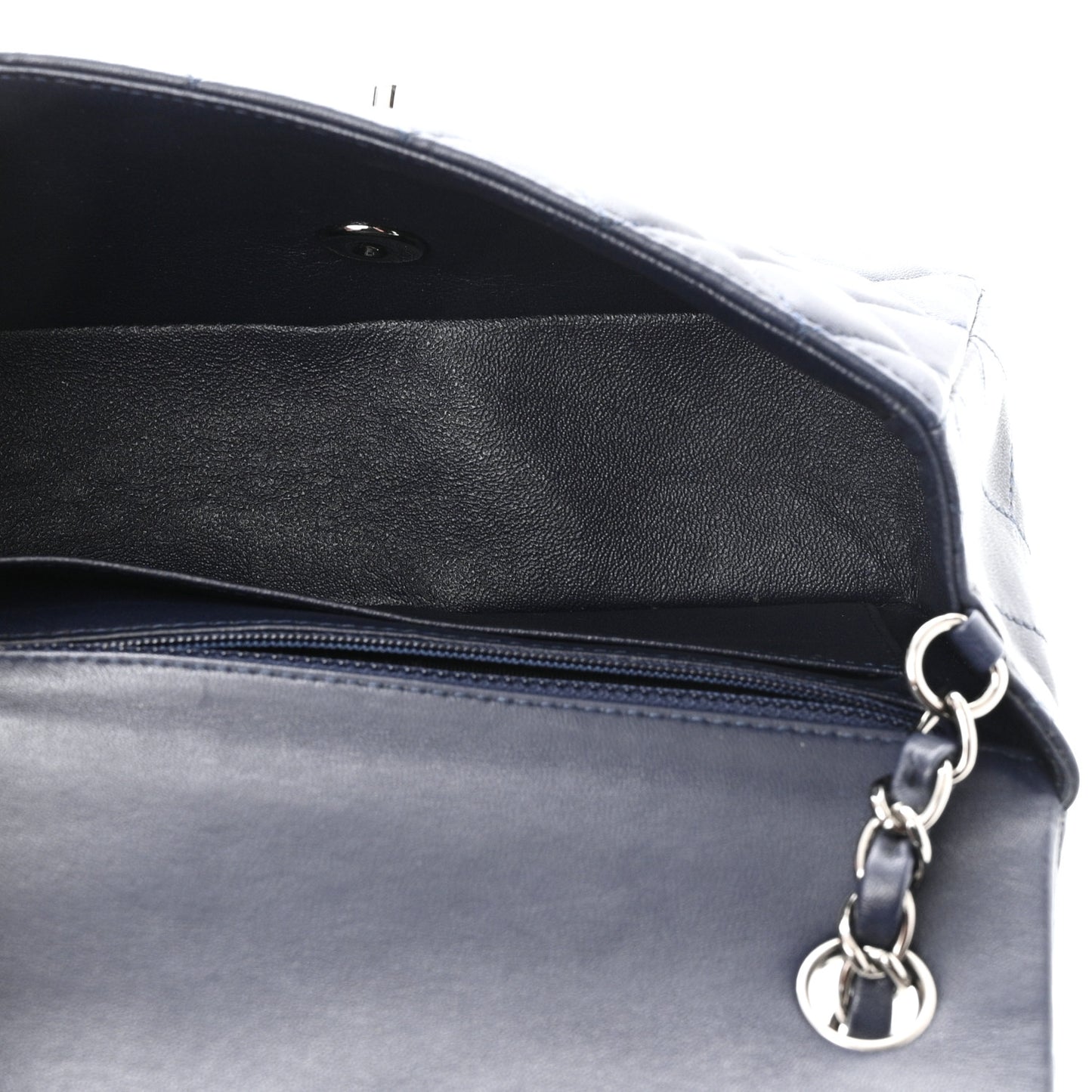 Lambskin Quilted Mini Rectangular Flap Dark Blue