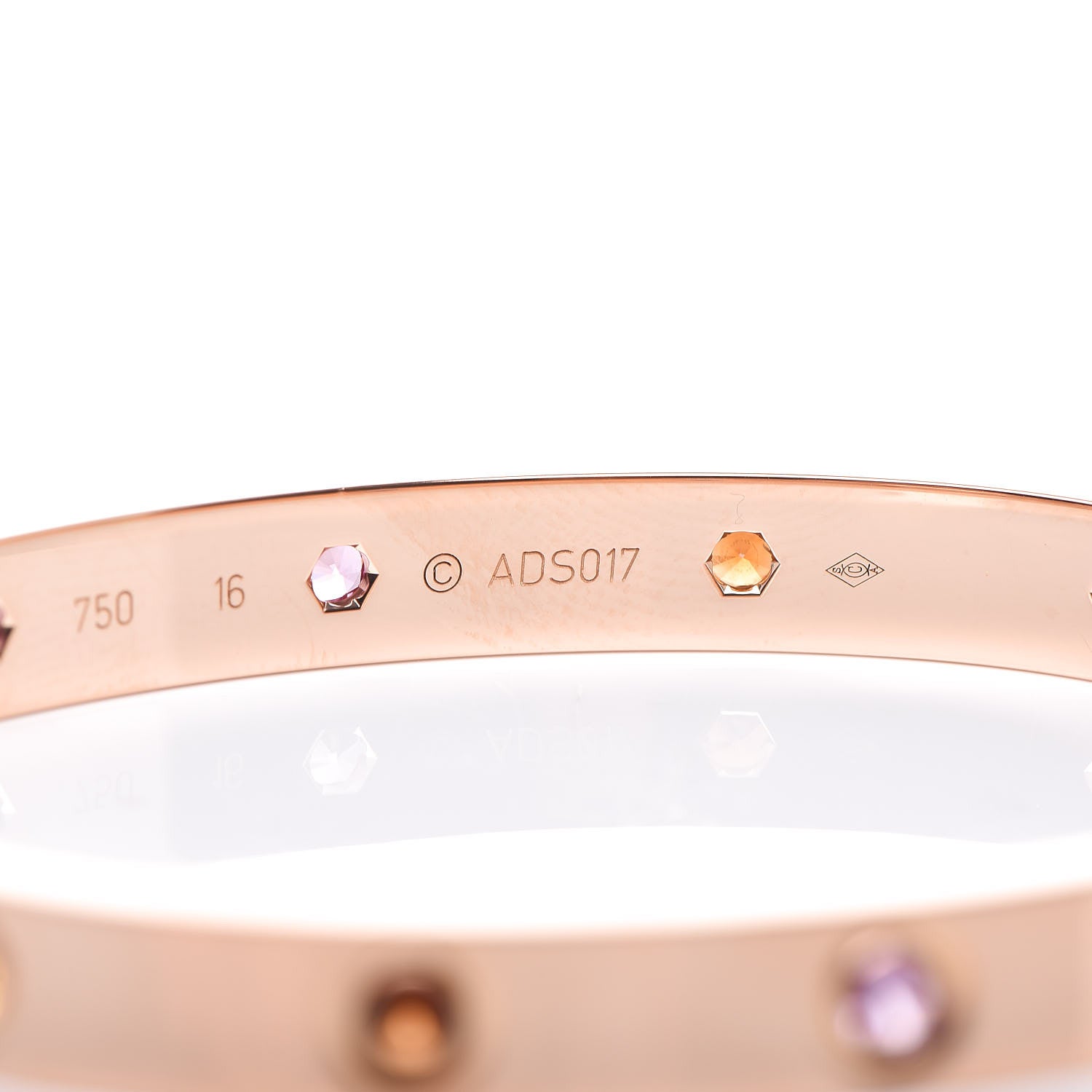 Cartier 18K Pink Gold Sapphire Garnet Amethyst LOVE Bracelet 16 6 of 7