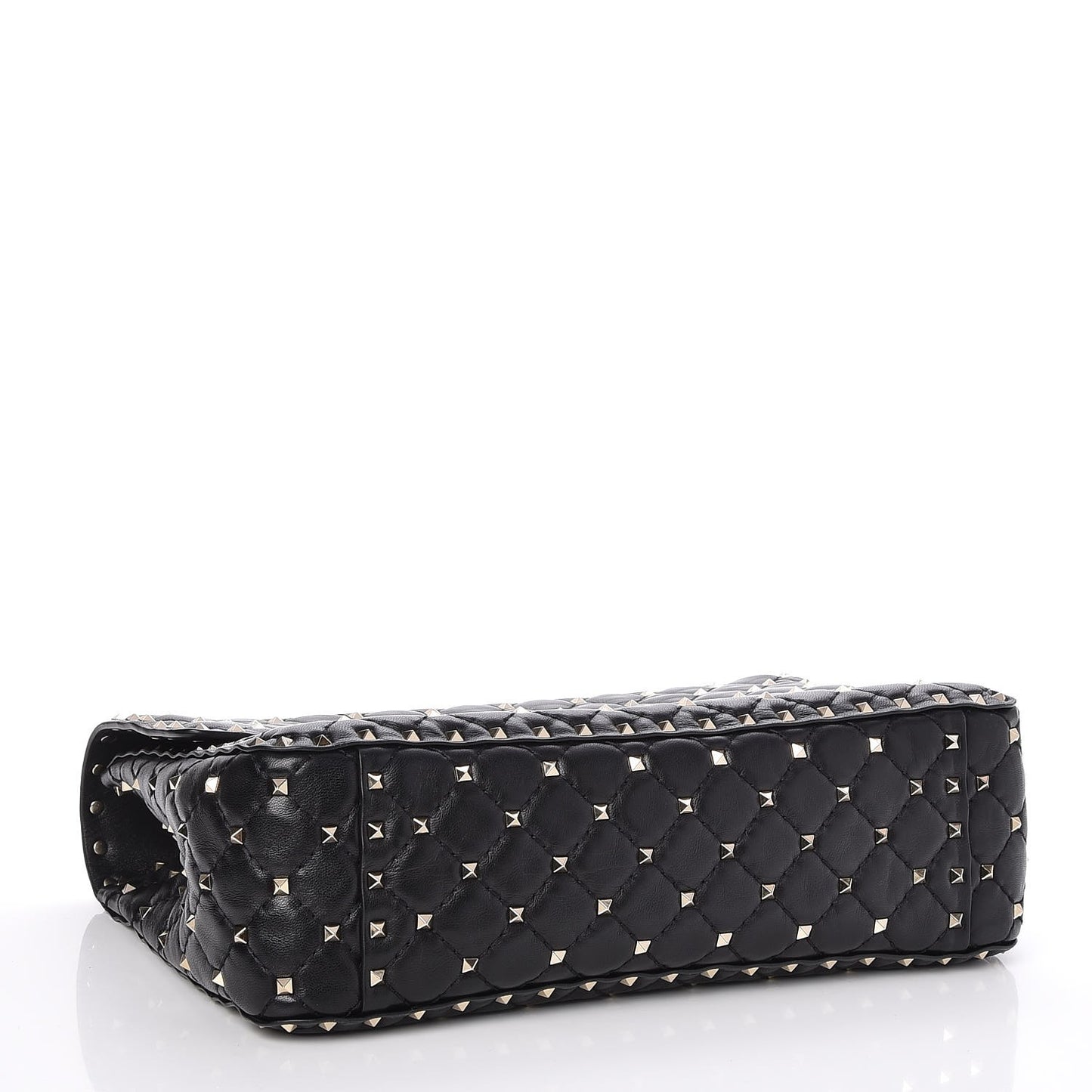 Lambskin Large Rockstud Spike Shoulder Bag Black
