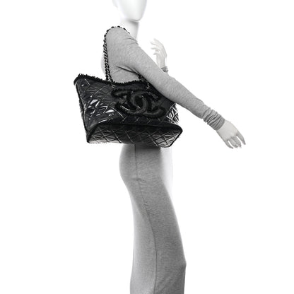 Chanel Vinyl Quilted Funny Tweed Tote Black 2 of 12