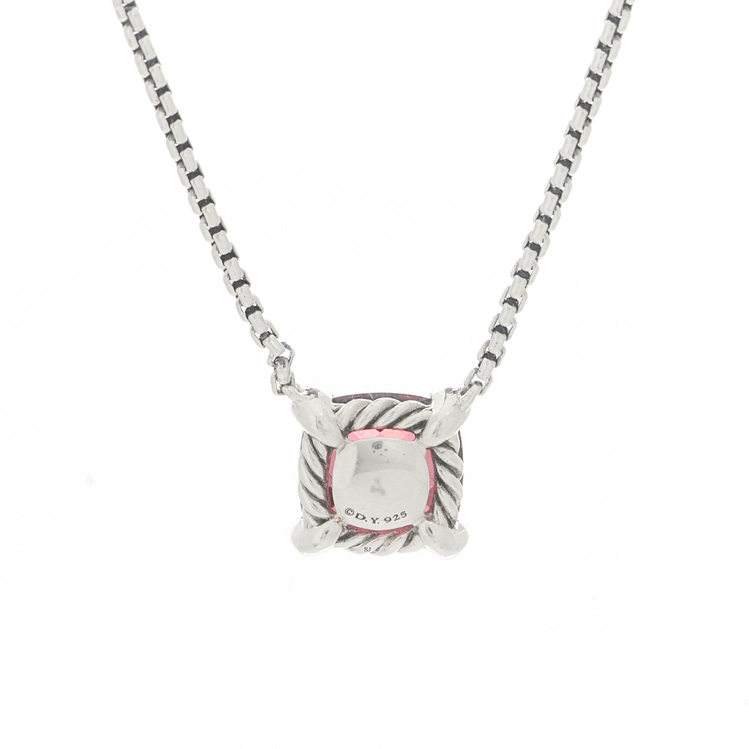 David Yurman Sterling Silver Diamond Rhodolite Garnet 9mm Petite Chatelaine Pendant Necklace 5 of 5